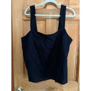 NWT J. Crew Factory Sz S Linen Blend Square Neck Linen Tank Black